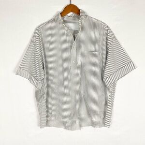 TICCA Striped Short Sleeve Tunic Relaxed Oversized Fit Japan Button Cotton